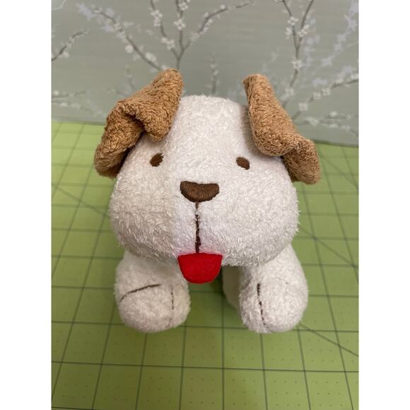 Old Navy 2004 Puppy Dog Lovey Rattle 7” Baby Plush Brown White HTF - Picture 8 of 8